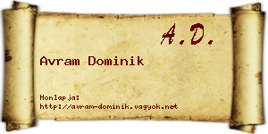Avram Dominik névjegykártya